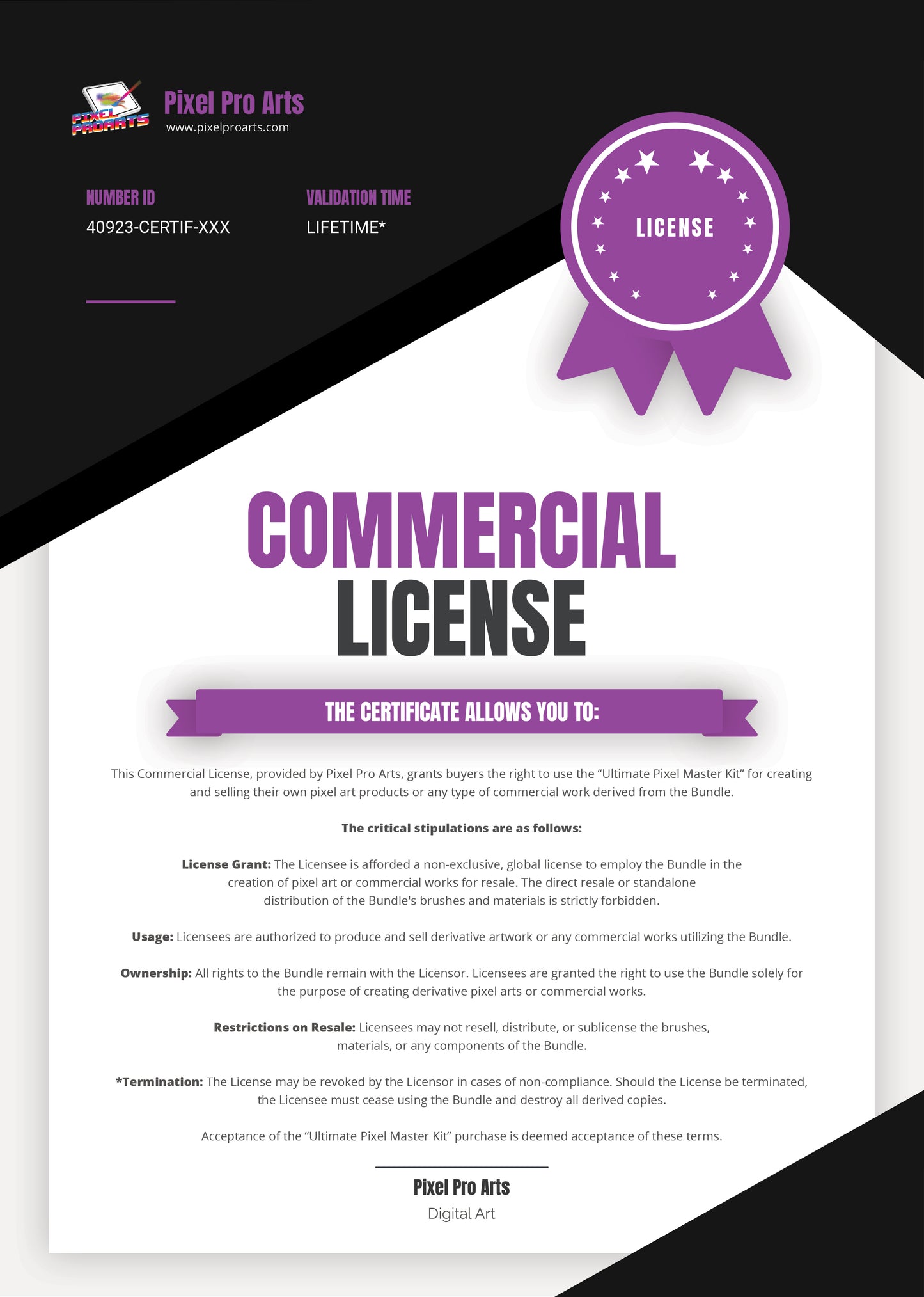 Commercial License - Pixel Pro Arts